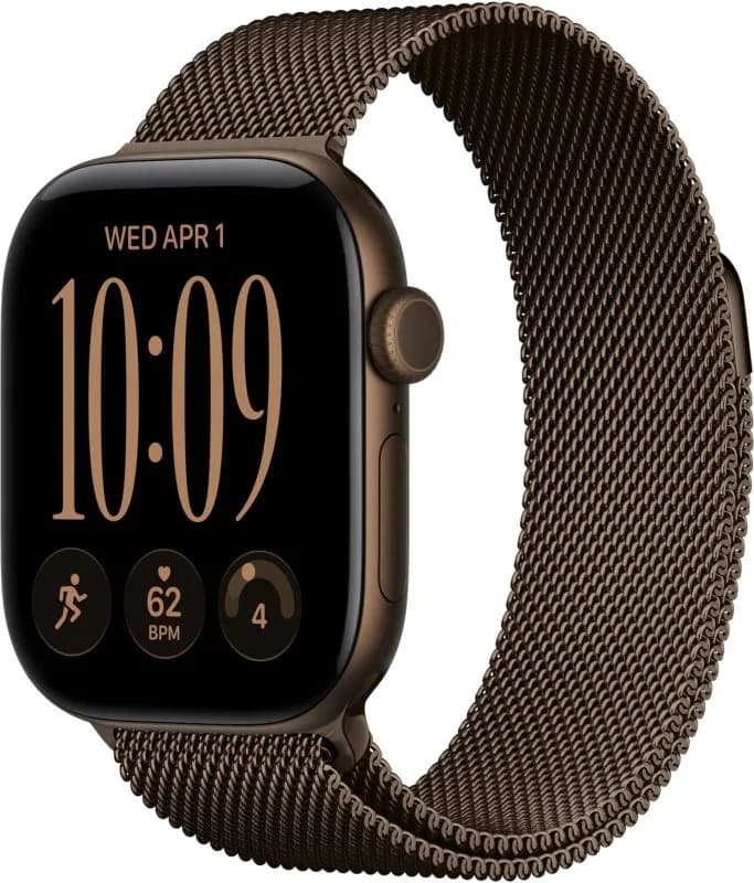 Часы Apple Watch Series 12 (2026), 42 мм, корпус из алюминия цвета «Dark Bronze», ремешок Titanium Milanese Loop цвета «Dark Bronze», бронзовый — фото 1