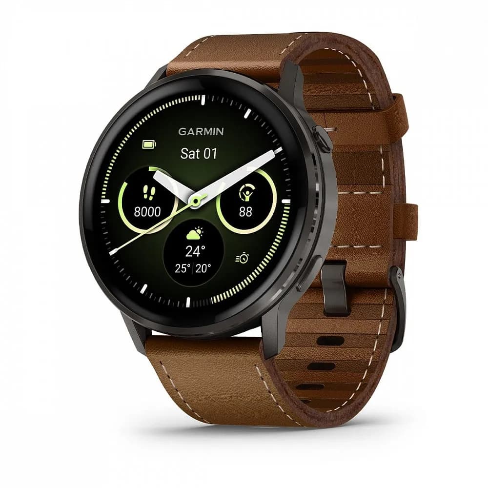 Умные часы Garmin Venu 4 (010-03014-03) 45 мм, Slate Bezel With Black Silicone Band And Brown Leather Band — фото 1