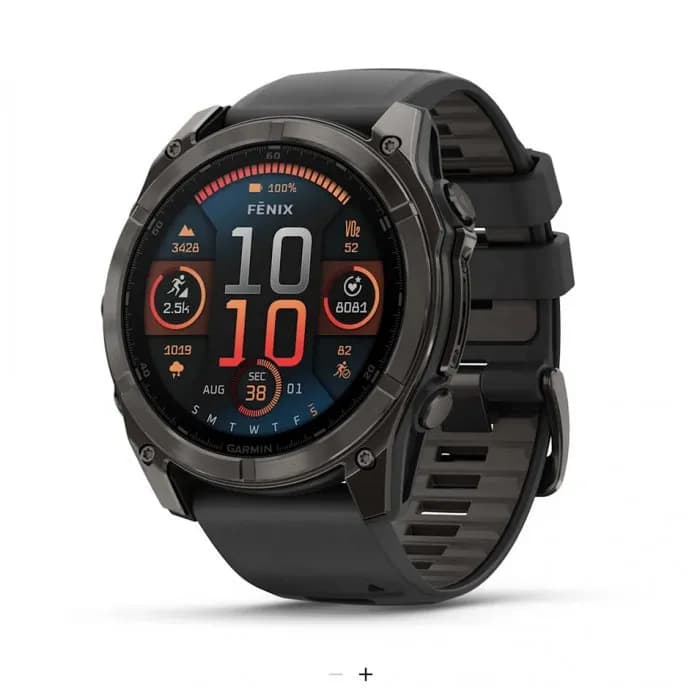Умные часы Garmin FENIX 8 (010-02905-21) 51 мм Amoled Sapphire Carbon Gray DLC Titanium with Black/Pebble Gray Silicone — фото 1