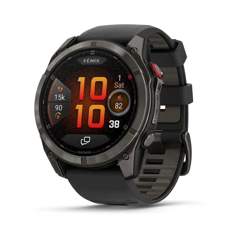 Умные часы Garmin FENIX 8 Pro (010-03199-01) 51 мм, Amoled, DLC, угольно-серый, чёрный силиконовый ремешок — фото 1