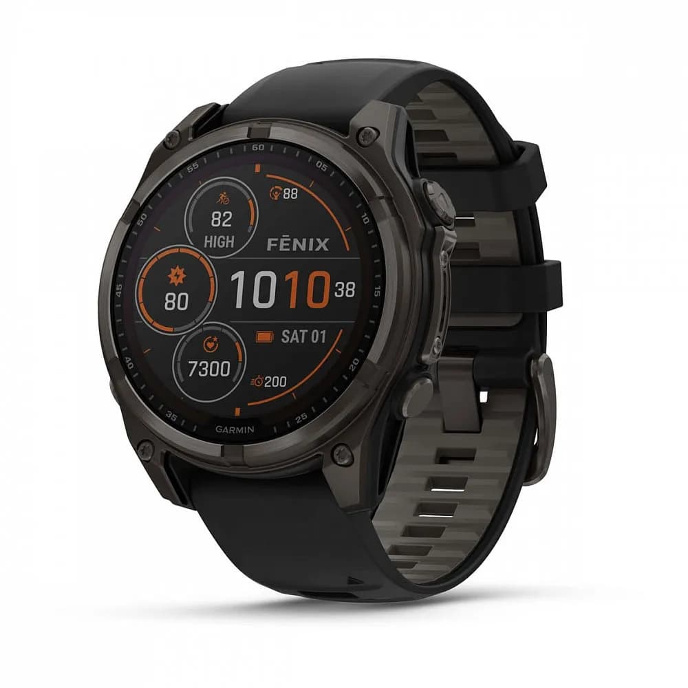 Умные часы Garmin FENIX 8 47 мм Solar Sapphire Carbon Gray DLC Titanium with Black/Pebble Gray Silicone