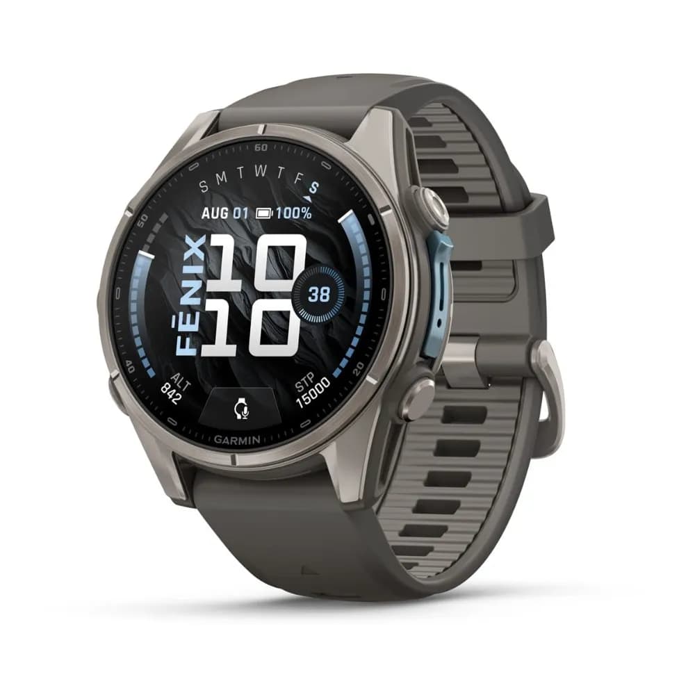 Умные часы Garmin FENIX 9 (010-04761-11) 43 мм, AMOLED, титановый, пепельно-серый силиконовый ремешок
