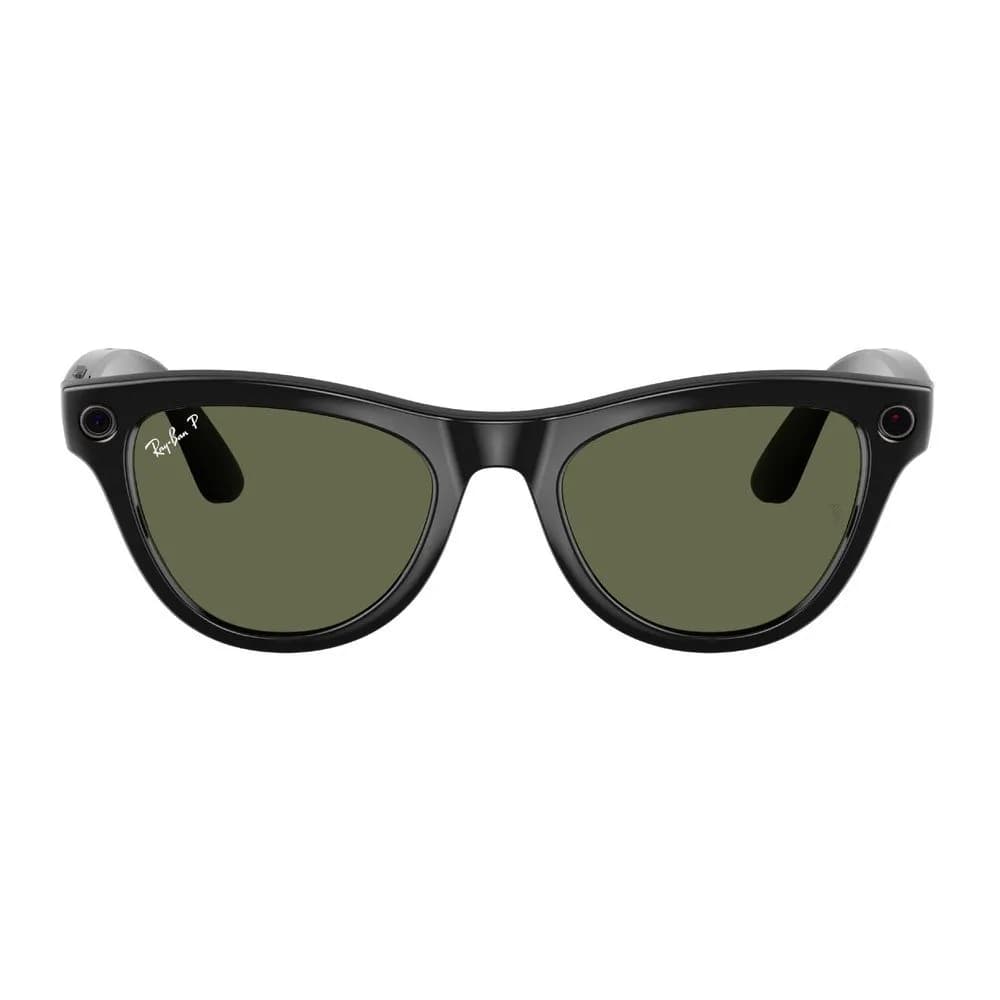 Умные очки Ray-Ban Meta Skyler RW4010 (Глянцевая чёрная оправа, линзы зелёные), размер M — фото 1