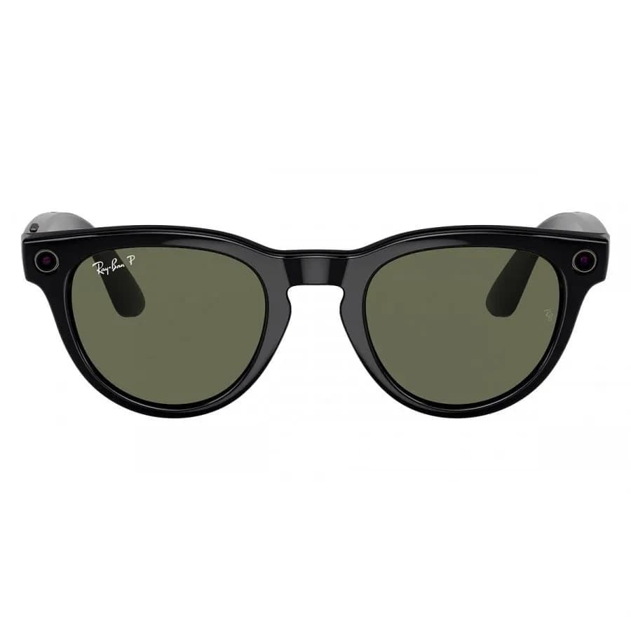 Умные очки Ray-Ban Meta Headliner RW4009 (Глянцевая чёрная оправа, линзы поляризованные зелёные), размер M — фото 1