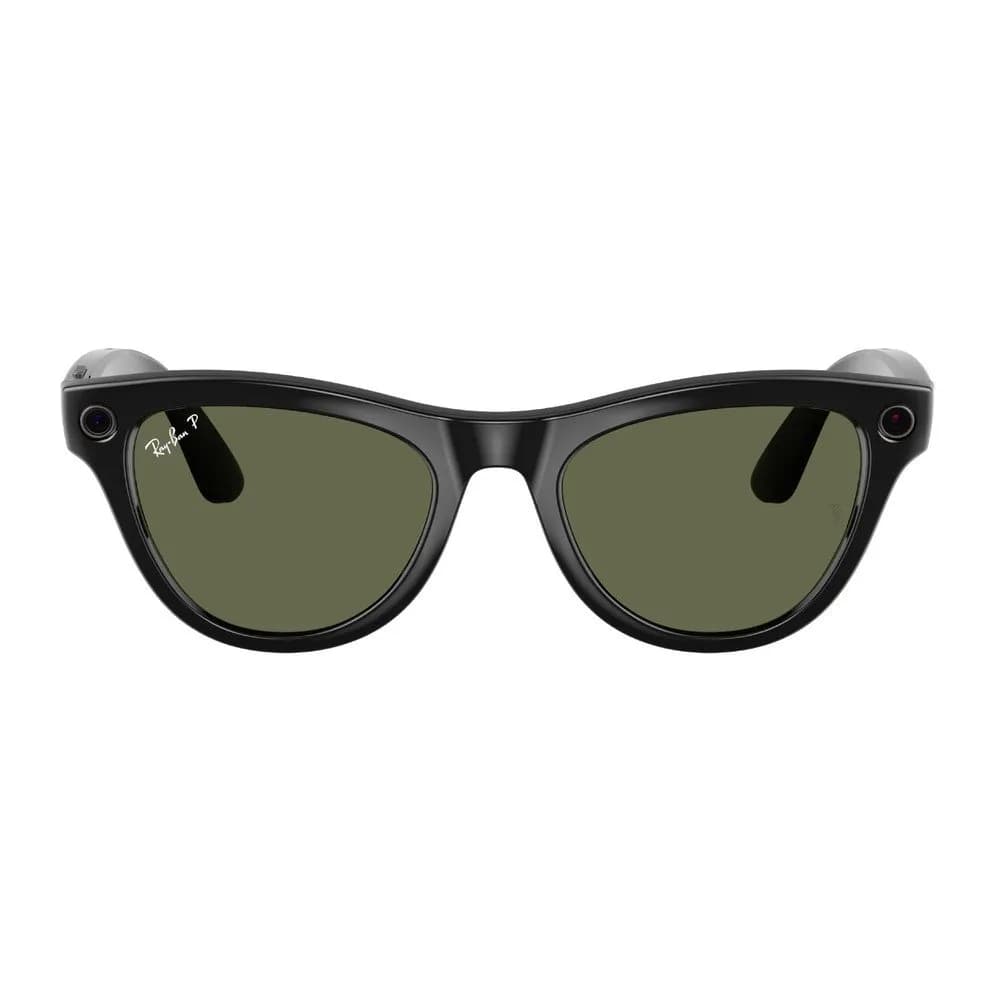 Умные очки Ray-Ban Meta Skyler RW4010 (Глянцевая чёрная оправа, линзы зелёные), размер L — фото 1
