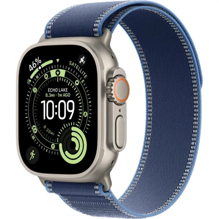 Часы Apple Watch Ultra 3 (2025), 49 мм, корпус из титана цвета «Black», ремешок Ocean Band цвета «Anchor Blue», синий — фото 1