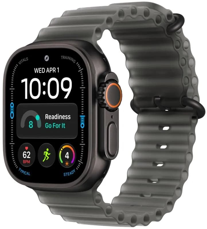 Часы Apple Watch Ultra 4 (2026), 49 мм, корпус из титана цвета «Black», ремешок Ocean Band цвета «TransluBlack», чёрный — фото 1