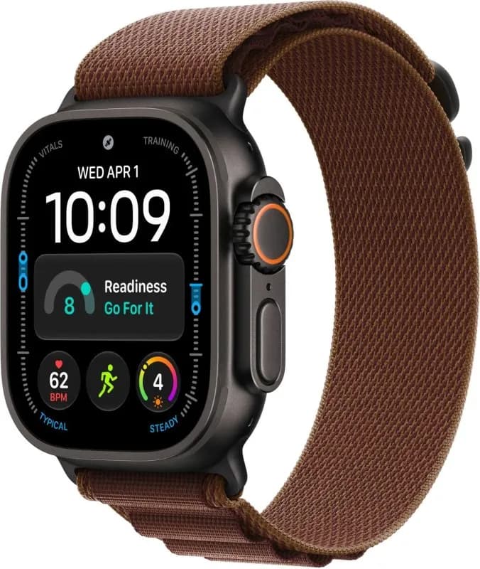 Часы Apple Watch Ultra 4 (2026), 49 мм, корпус из титана цвета «Black», ремешок Alpine Loop цвета «Burgundy», бургунди — фото 1