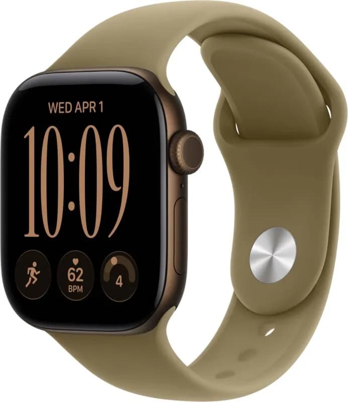 Часы Apple Watch Series 12 (2026), 42 мм, корпус из алюминия цвета «Dark bronze», ремешок Sport Band цвета «Olive», оливковый — фото 1