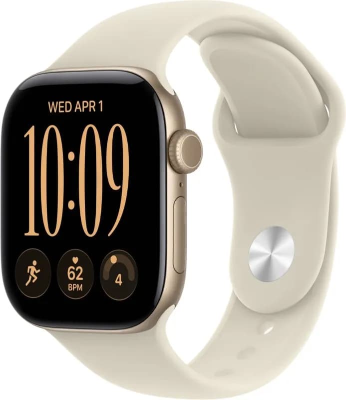 Часы Apple Watch Series 12 (2026), 42 мм, корпус из алюминия цвета «Light Gold», ремешок Sport Band цвета «Sand», песочный — фото 1