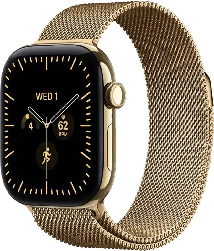 Часы Apple Watch Series 12 (2026), 42 мм, корпус из титана цвета «Radiant Gold», ремешок Titanium Milanese Loop цвета «Radiant Gold», золотой — фото 1