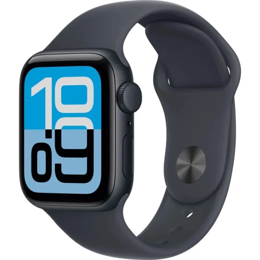 Часы Apple Watch SE 3 (2025), 40 мм, корпус из алюминия цвета «Midnight», ремешок Sport Band цвета «Midnight», чёрный — фото 1