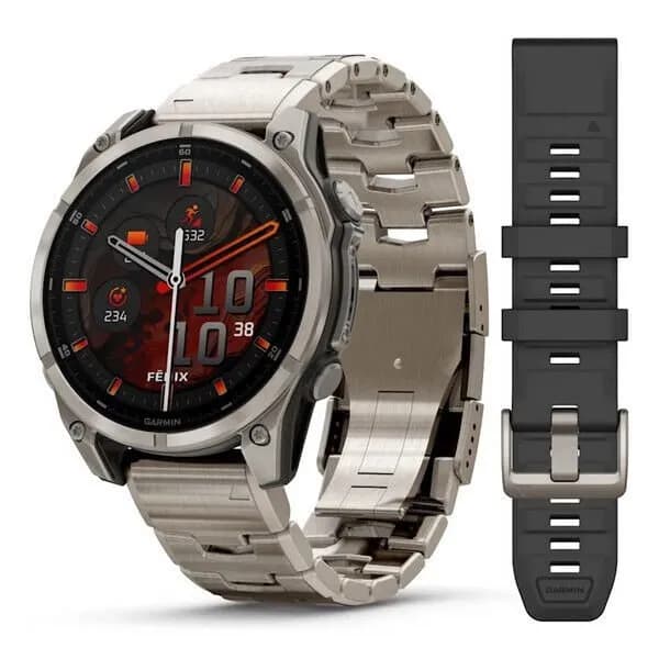 Умные часы Garmin FENIX 8 (010-02904-40) 47 мм Amoled Sapphire Titanium Band+Grapphite Silicone Band — фото 1