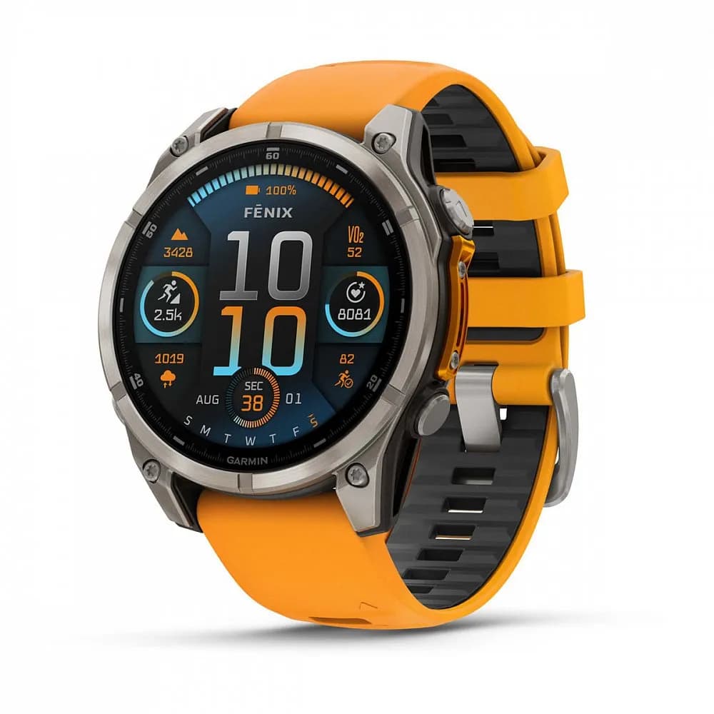 Умные часы Garmin FENIX 8 (010-02904-11) 47 мм Amoled Sapphire Titanium with Spark Orange/Grapphite Silicone Band — фото 1