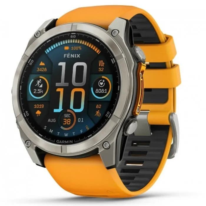 Умные часы Garmin FENIX 8 (010-02905-11) 51 мм Amoled Sapphire Titanium with Spark Orange/Grapphite Silicone Band — фото 1