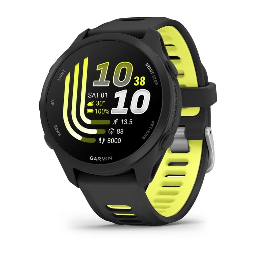 Умные часы Garmin Forerunner 170 (010-03920-00) 43 мм, чёрный с чёрно-жёлтым ремешком (Black/Amp Yellow Band) — фото 1
