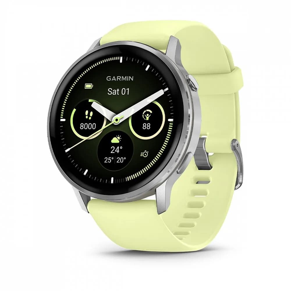 Умные часы Garmin Venu 4 (010-03014-02) 45 мм, Silver Bezel With Citron Silicone Band — фото 1