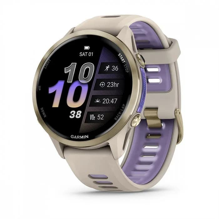 Умные часы Garmin Forerunner 970 (010-02969-12) 47 мм, Soft Gold Titanium With French Gray Case And French Gray/Translucent Indigo Band — фото 1