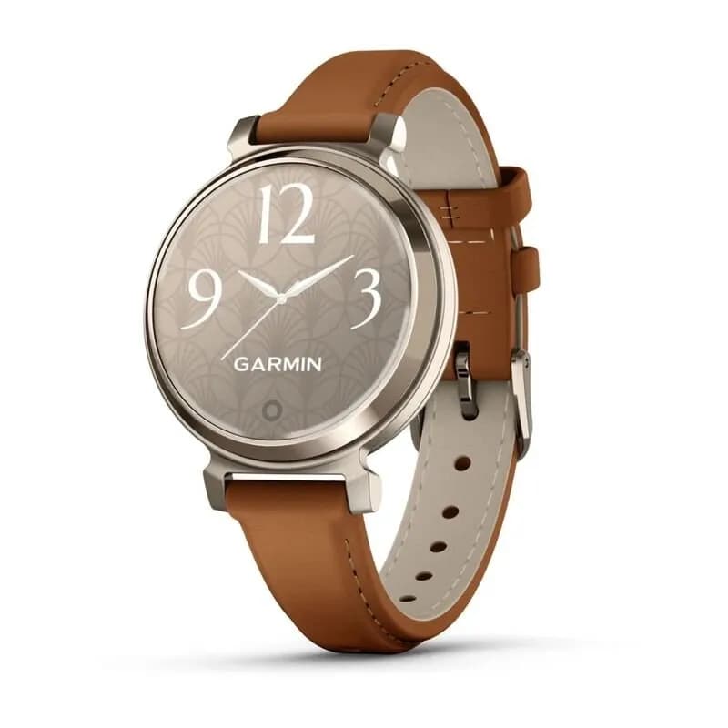 Умные часы Garmin Lily 2 Cream Gold Case with Tan Leather Band — фото 1