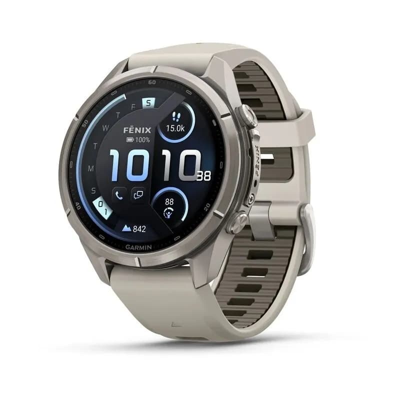 Умные часы Garmin FENIX 9 Pro (010-04335-81) 43 мм, AMOLED, inReach, LTE, титановый серый, серый силиконовый ремешок — фото 1