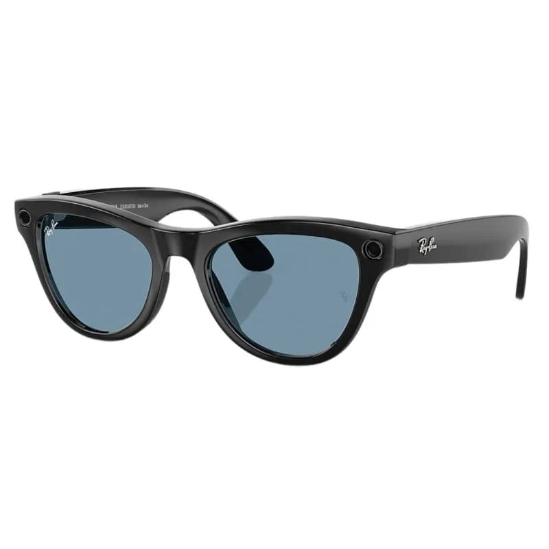 Умные очки Ray-Ban Meta Skyler RW4010 (Глянцевая чёрная оправа, линзы прозрачно-голубые), размер M — фото 1