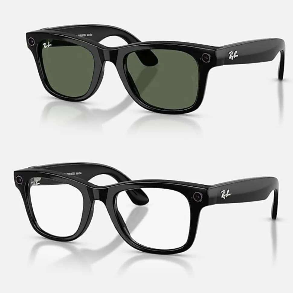 Умные очки Ray-Ban Meta Wayfarer Gen 2 RW4012 (глянцевая чёрная оправа, линзы с зелёным автозатемнением), размер M — фото 1