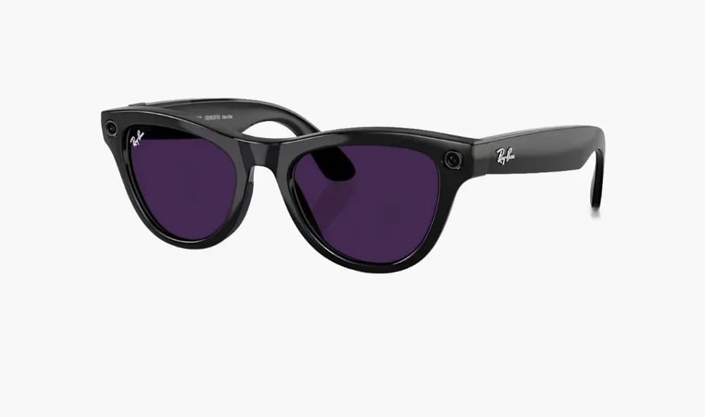 Умные очки Ray-Ban Meta Skyler RW4010 (Глянцевая чёрная оправа, линзы прозрачно-аметистовые), размер M — фото 1