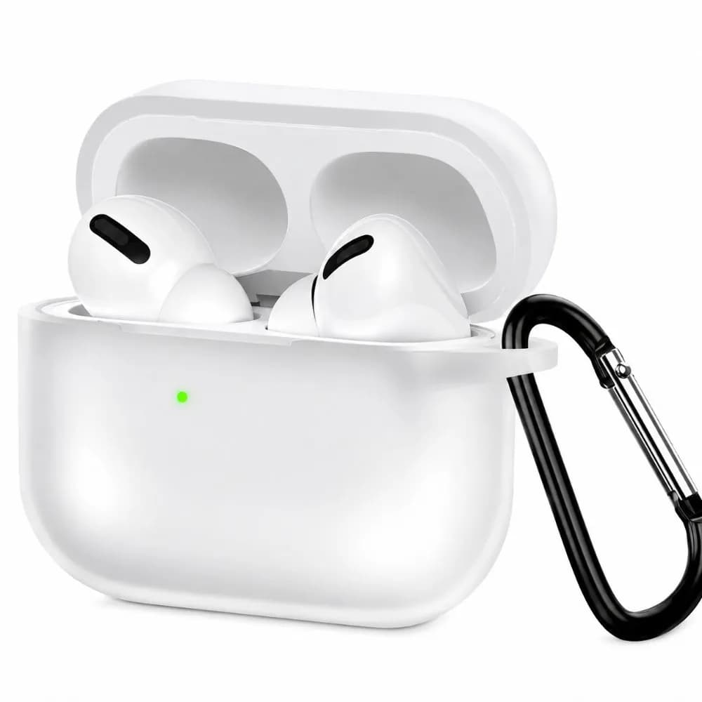 Чехол Gurdini прорезиненный soft-touch с карабином для AirPods Pro 3, прозрачный — фото 1