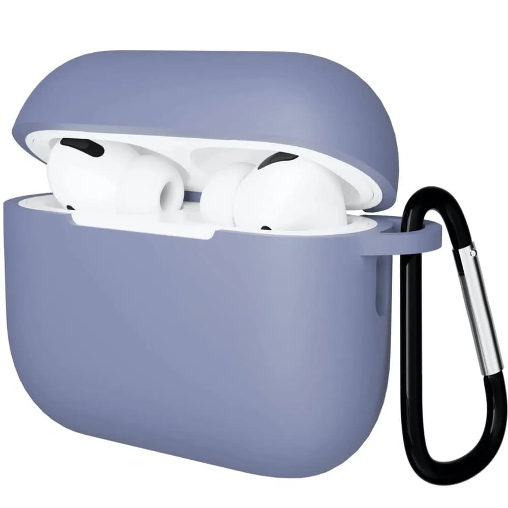 Чехол Gurdini прорезиненный soft-touch с карабином для AirPods Pro 3, лавандовый — фото 1