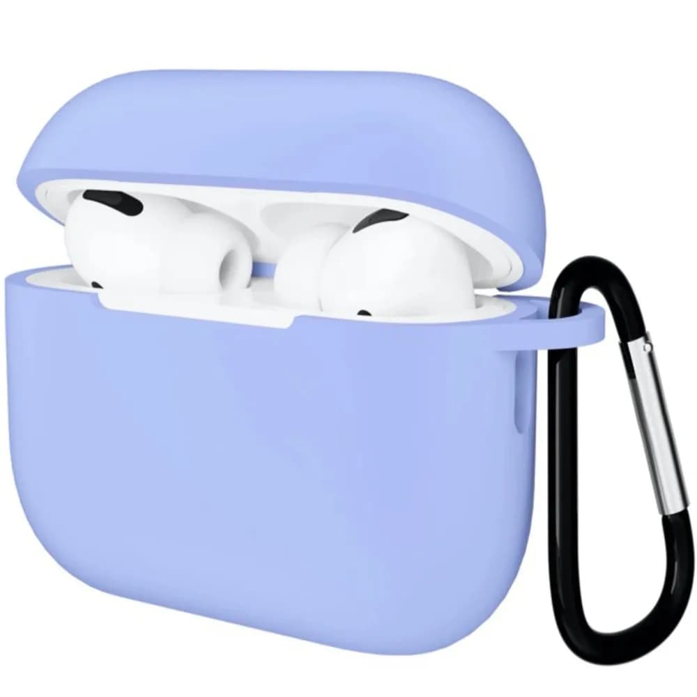Чехол Gurdini прорезиненный soft-touch с карабином для AirPods Pro 3, сиреневый — фото 1